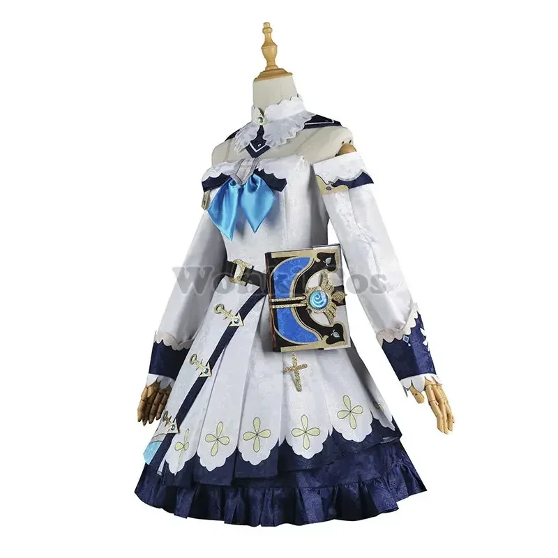 Костюм Барбары для косплея, парик блонд, полный комплект, игры, платье Барбары ударопрочное с реквизитом, книжка для девочек, костюмы для идола и вечеринки