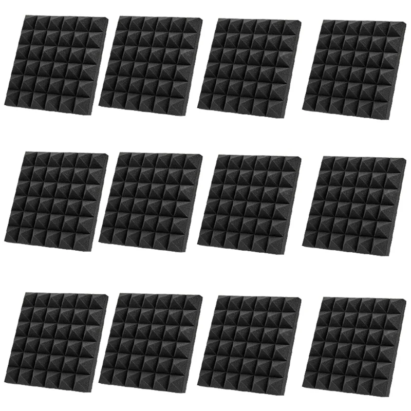 

AZZ-12Pcs Acoustic Soundproof Foam Sound Absorbing Panels Sound Insulation Panels Wedge for Studio Walls Ceiling,2x12x12Inch