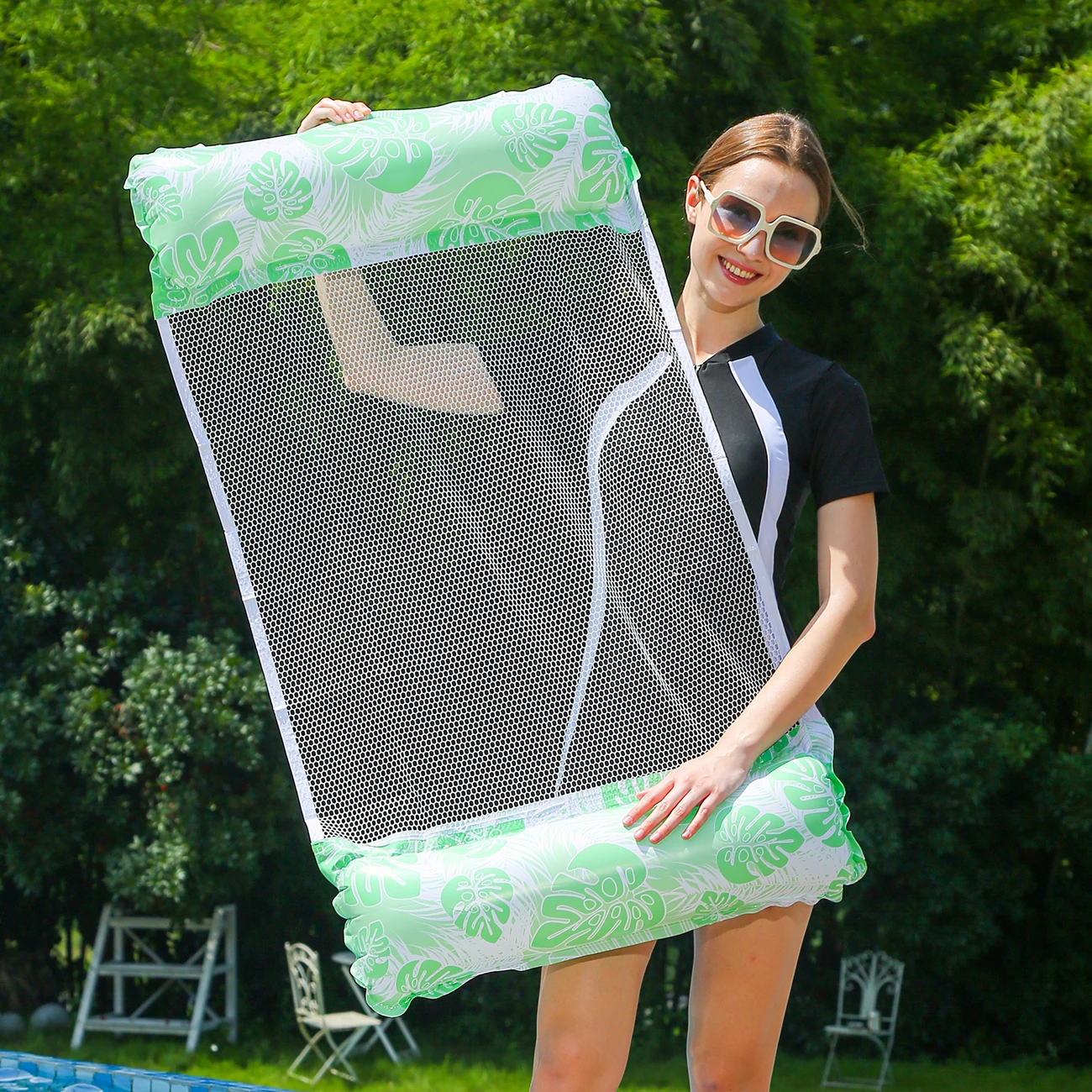 Tappetino galleggiante per piscina amaca per adulti 1PC, dispositivo galleggiante sdraiato per amaca gonfiabile in PVC per piscina