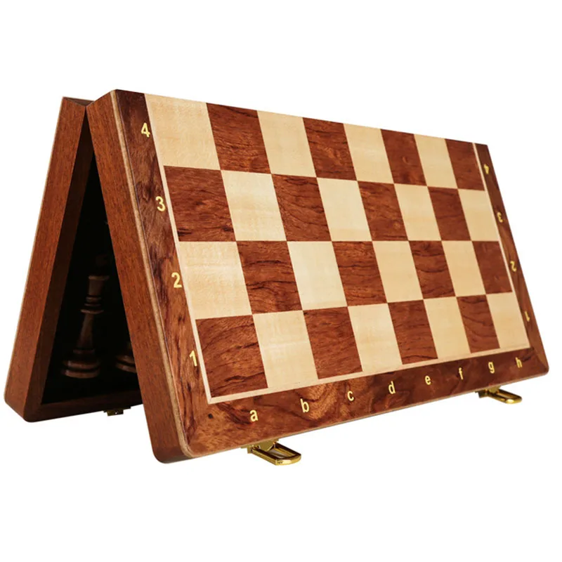 39cm Luxury Chess Set Foldable Board With Foam Storage Nature Wood Material Classic Noble And Elegant Premium Perfect Gifts