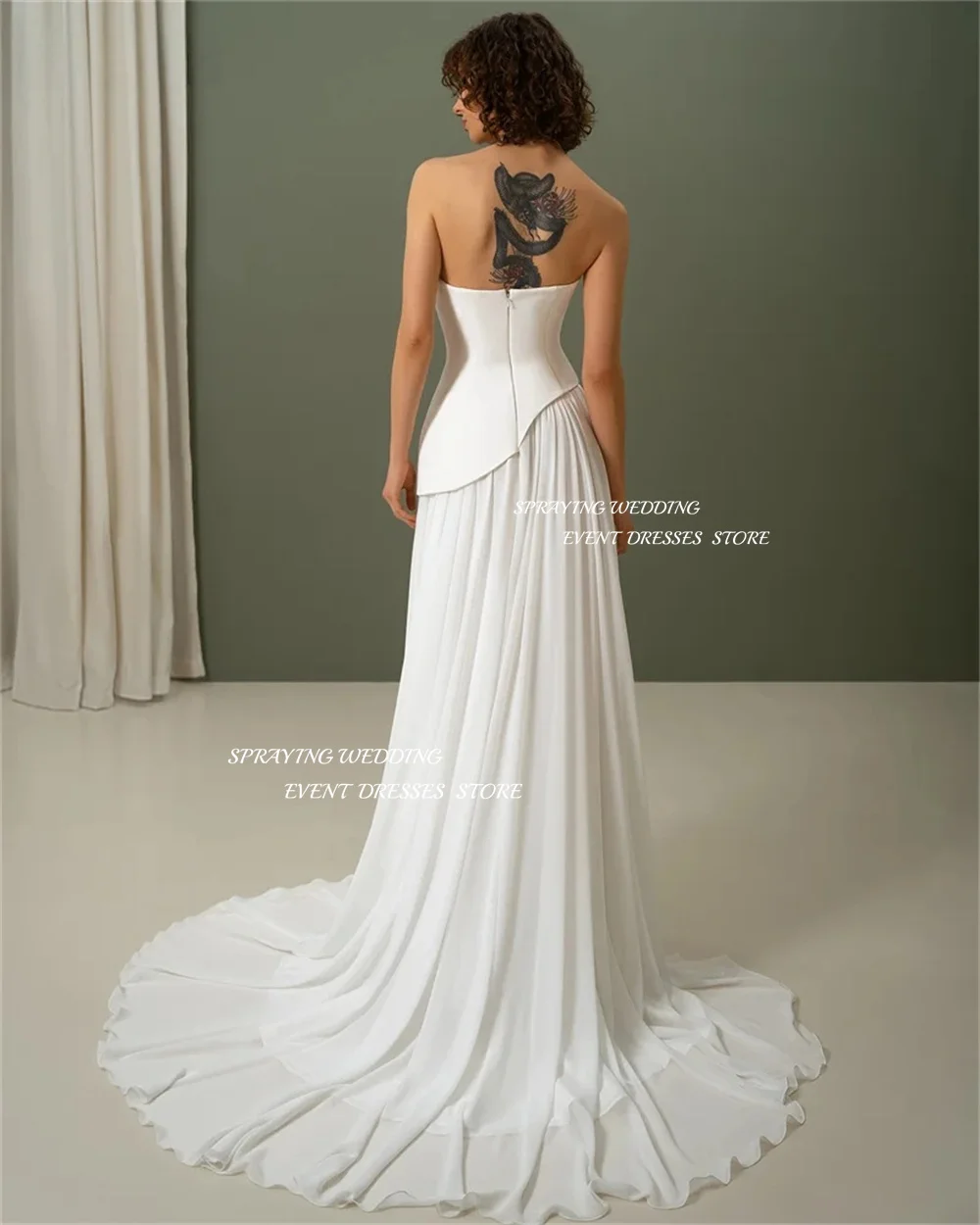 SPRAYING A-Line Wedding Dresses Long Floor-Length Strapless Sleeveless Chiffon Elegant Brides Gown Custom Made 2026