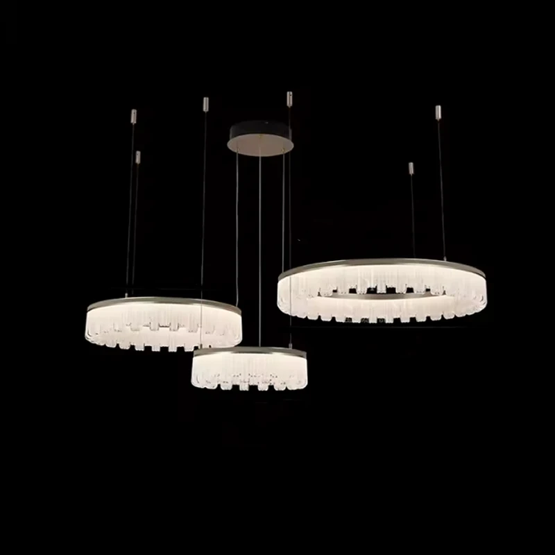 

Modern Led Ceiling Light Fixture, Bedroom Living Room Luxury Ring Chandelier Home Decoration Tassel Design Colour Light