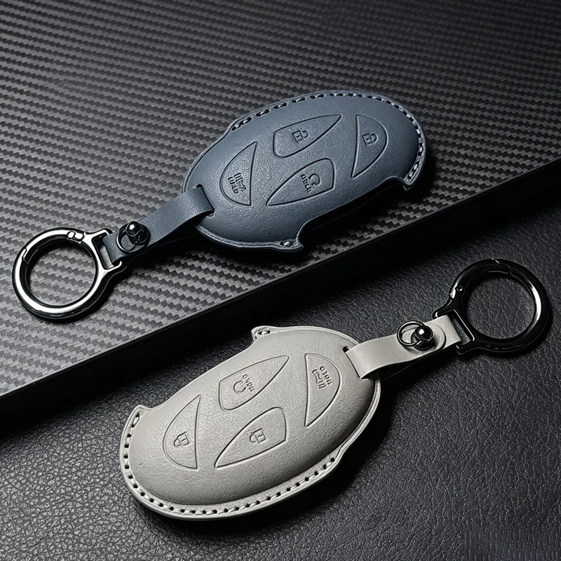 ICAR Leather for Hyundai Grandeur GN7 Kona Ev 2023 Ionic 6 Key Case 5 7 Button Remote Car Key Cover Fob Keychain Accessories