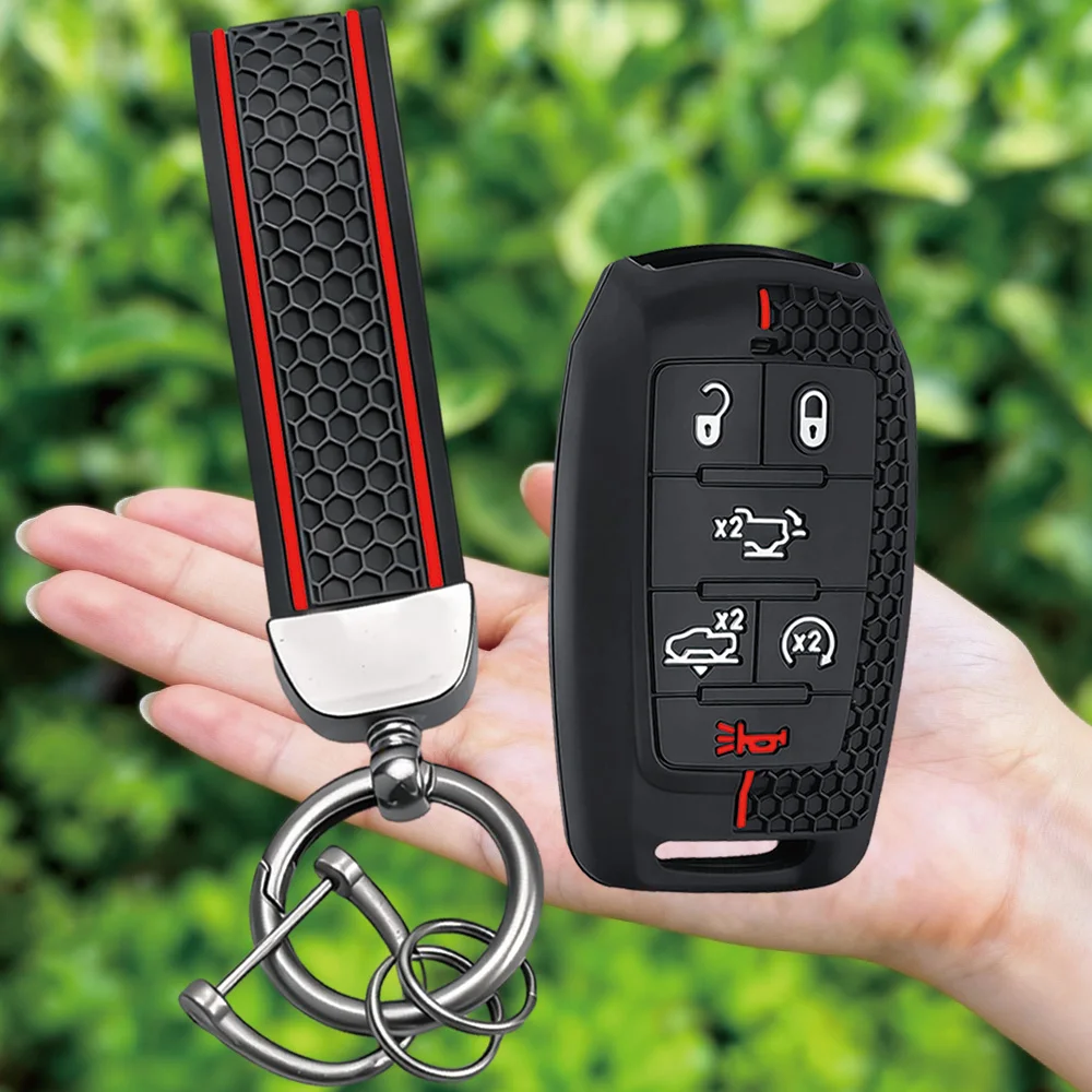 Silicone Car Key Case Remote Fob Cover for Dodge RAM 1500 2500 3500 4500 5500 Pickup 2019-2022 Keychain Accessories Shell