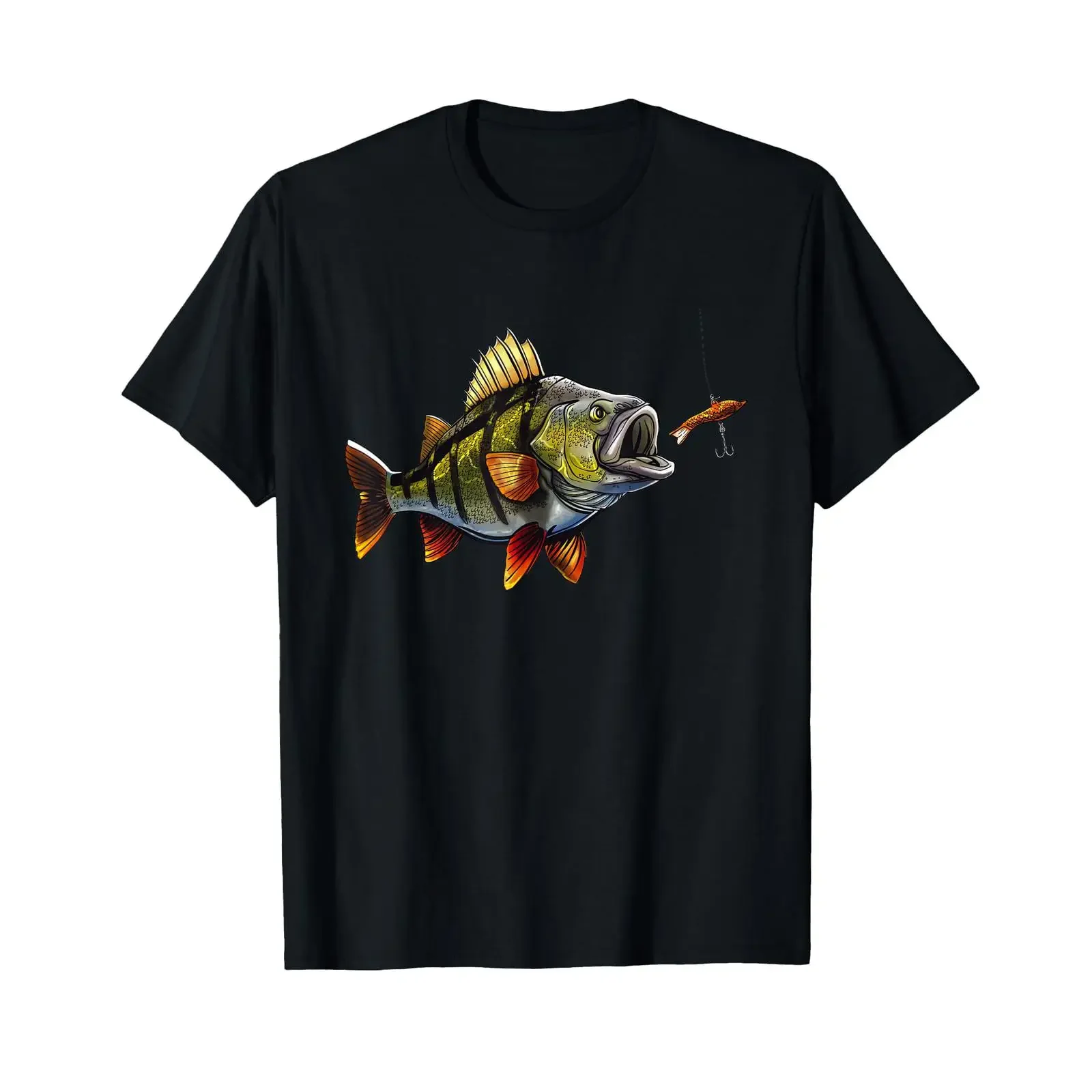 Fishing T Shirt Perch I Predatory Fish Nature vintage Washed Unisex Slightly graphic fashion Comfortable homme streetwear