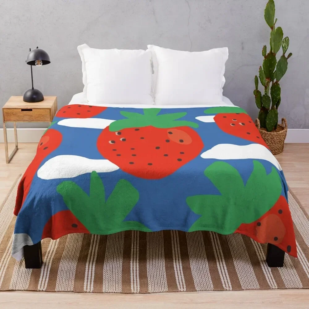 

Cheerful Strawberry Pattern Throw Blanket Luxury Brand Plush Blankets