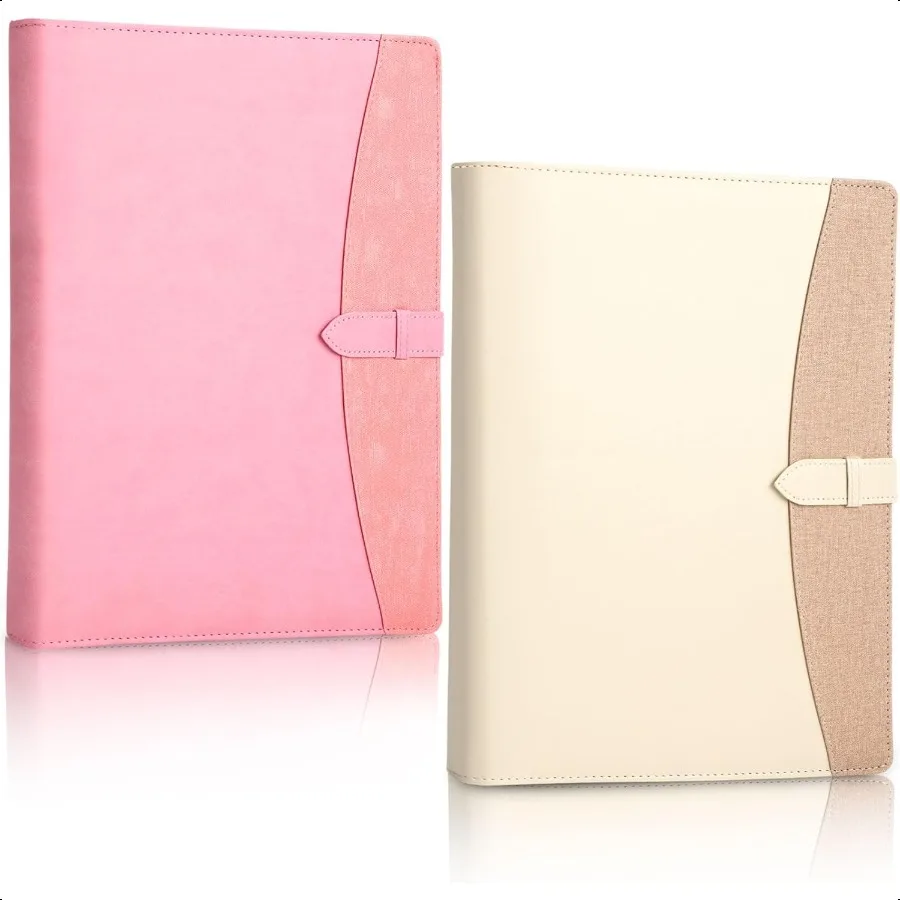 

2 Pcs Padfolio Portfolio Folder Leather 3 Ring Binder Busin with Refillable Lined Notepad Interview Conference Document Organiz