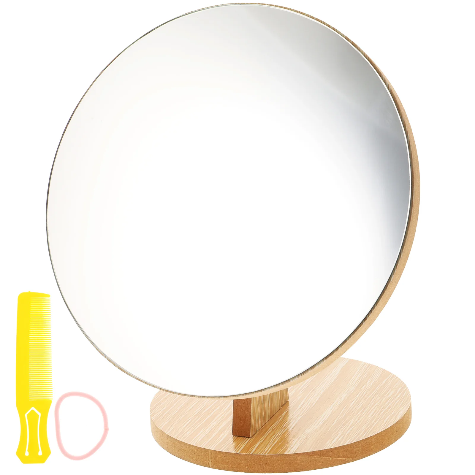 

Rotating Round Wooden Vanity Mirror Flexible Design Suitable for Makeup Shaving Eyebrow Trimming Desktop Mirror