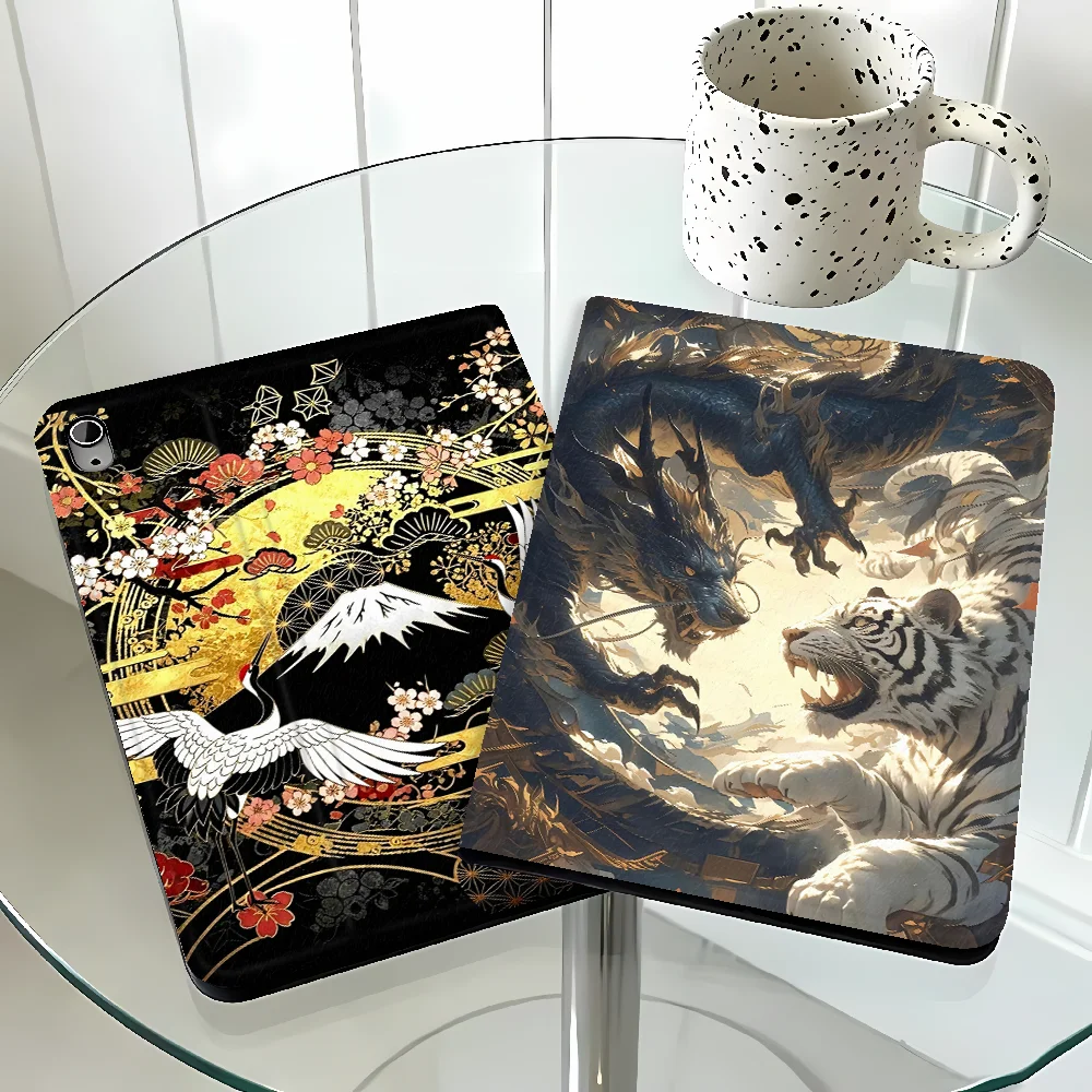 Case for Samsung Galaxy Tab A7 Lite S9 FE S10 Plus S10FE S11 A11 S9+ S10 Lite A8 A9Plus S7 S8+ With Pencil Holder Crane Snow