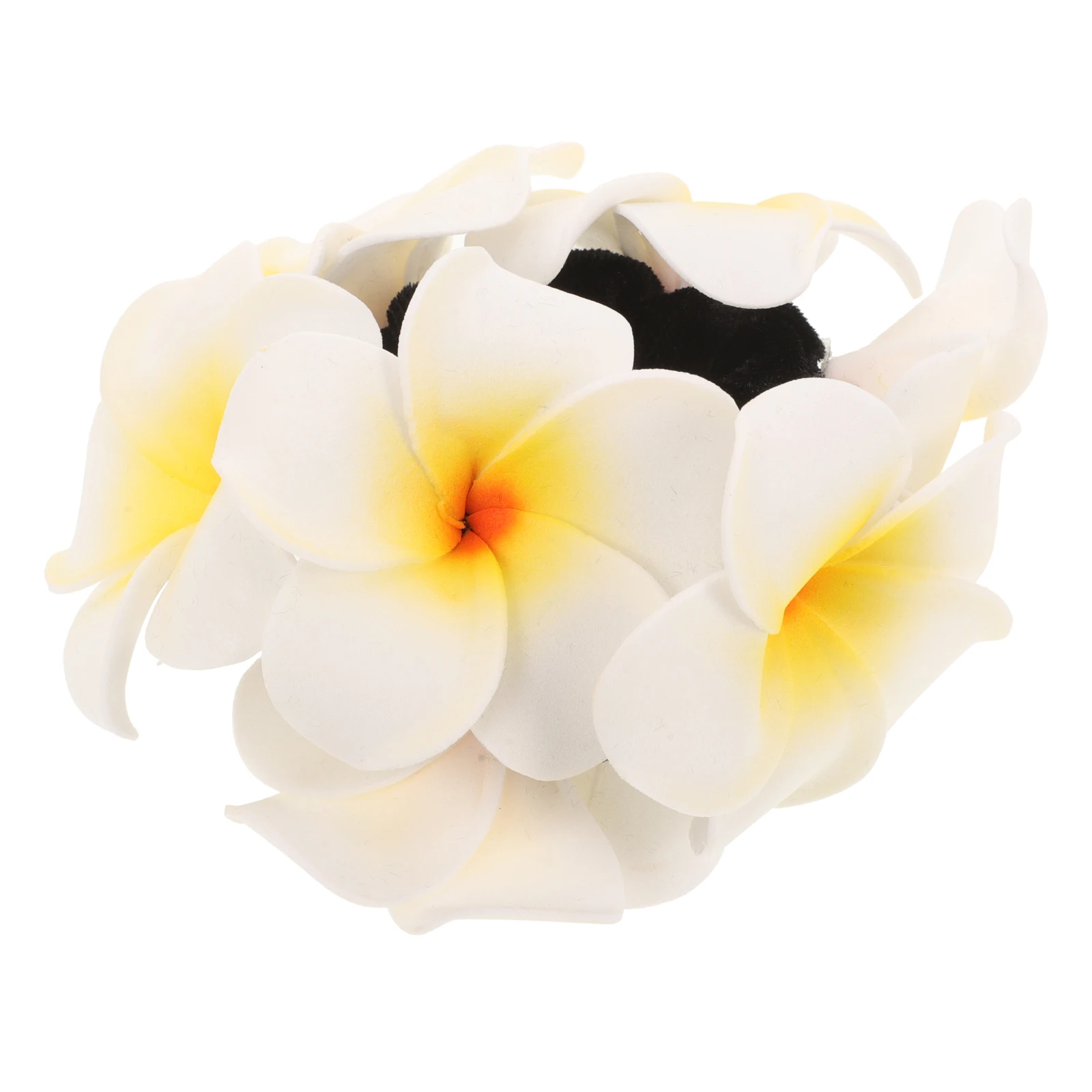 

Frangipani Wreath Hawaiian Hair Tie Elastic Scrunchies White FQ42 5 Foam Floral Band Accessories Women Thick Hair Ponytail