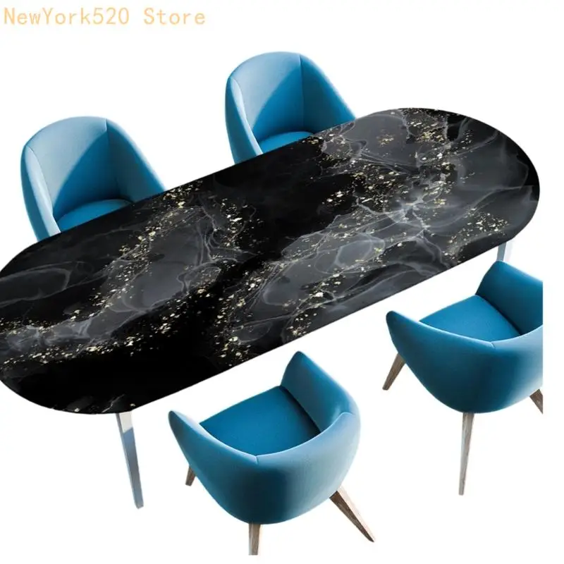 Modern Marble Ellipsoidal Table Cover Stainproof Permanent Easy to Clean N84C
