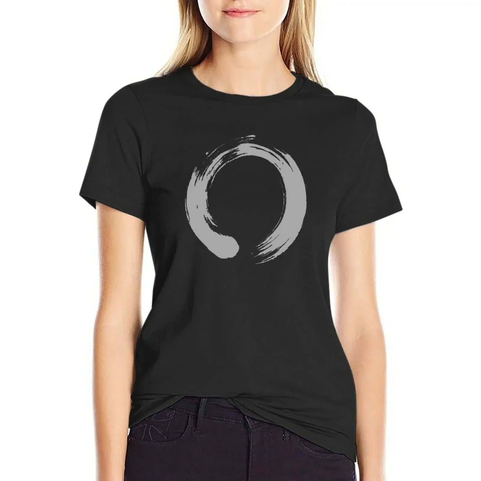 

Ancient Japanese Enso Calligraphy Symbol T-Shirt Short sleeve tee Aesthetic clothing tees oversized t shirts for Women