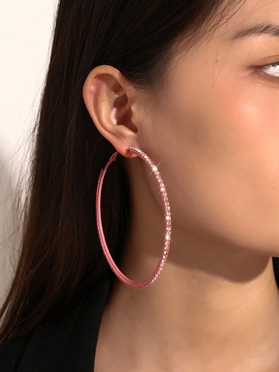 

Rhinestone Decorated Hoop Earrings For Women