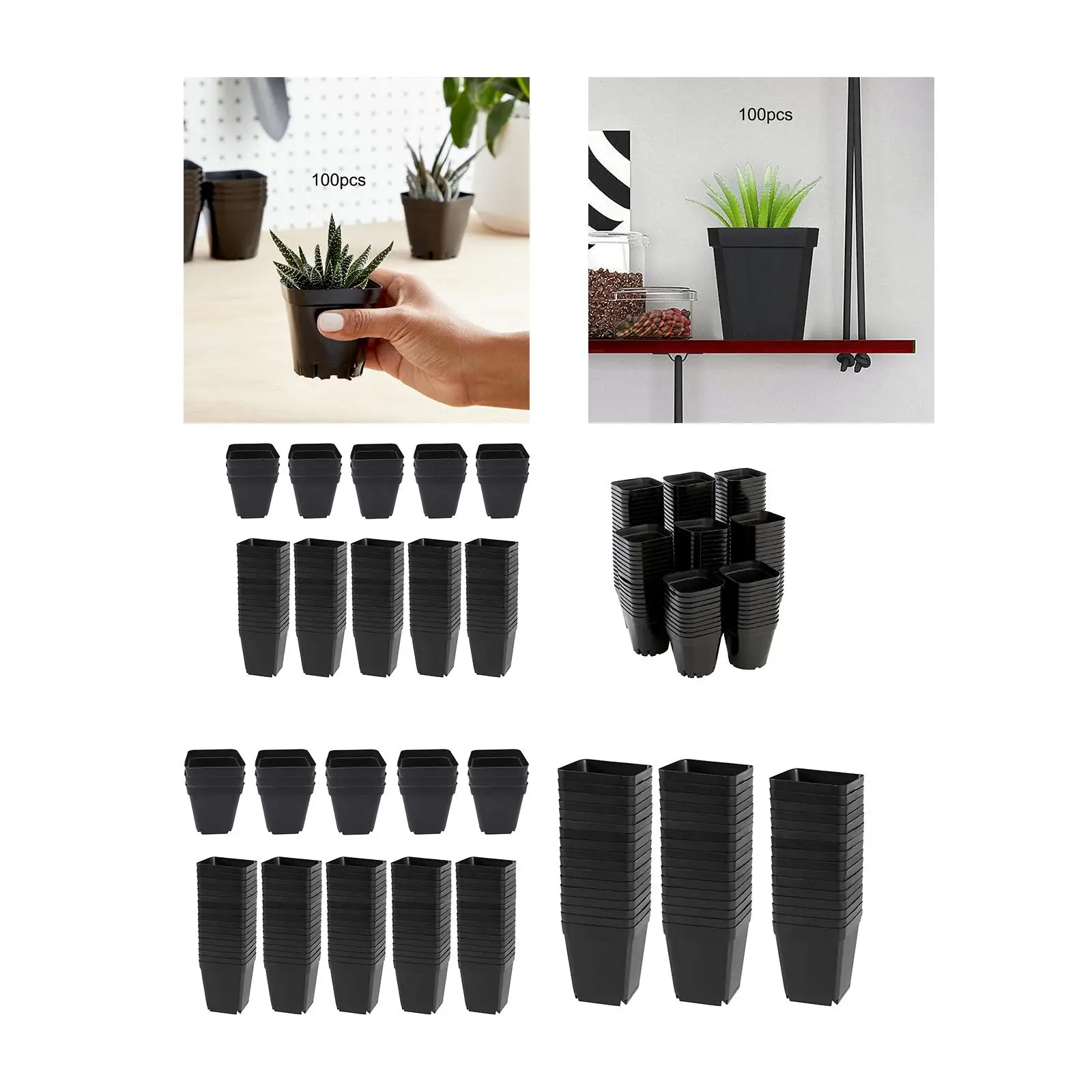 

Square Nursery Pots Plant Pots Set Modern Bonsai Planter Pot Plant Container Flowerpot Starter for Garden Office Decor