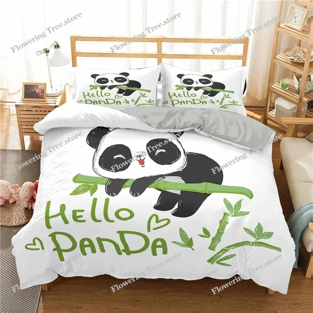 

Panda Duvet Cover Cute Animal Pattern Bedding Set for Kids Boys Girls Cartoon Giant Panda Bear Polyester Comforter Cover Queen
