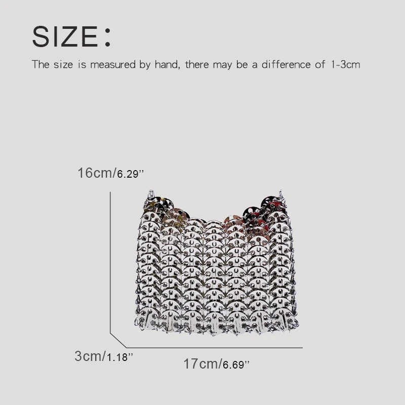 Metallic Ladies Evening Bags For Women Luxury Designer Handbags Purses 2024 New In Sequined Woven Hollow Out Mini Strap Shoulder