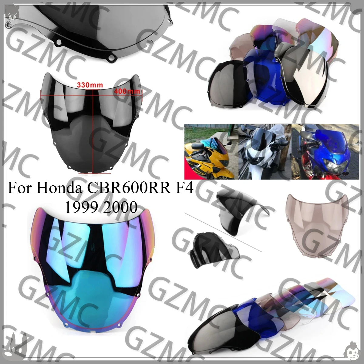 Motorcycle For Honda CBR600RR F4 1999 2000 Screen Double Bubble Windshield Deflector Protector WindScreen Wind Deflector
