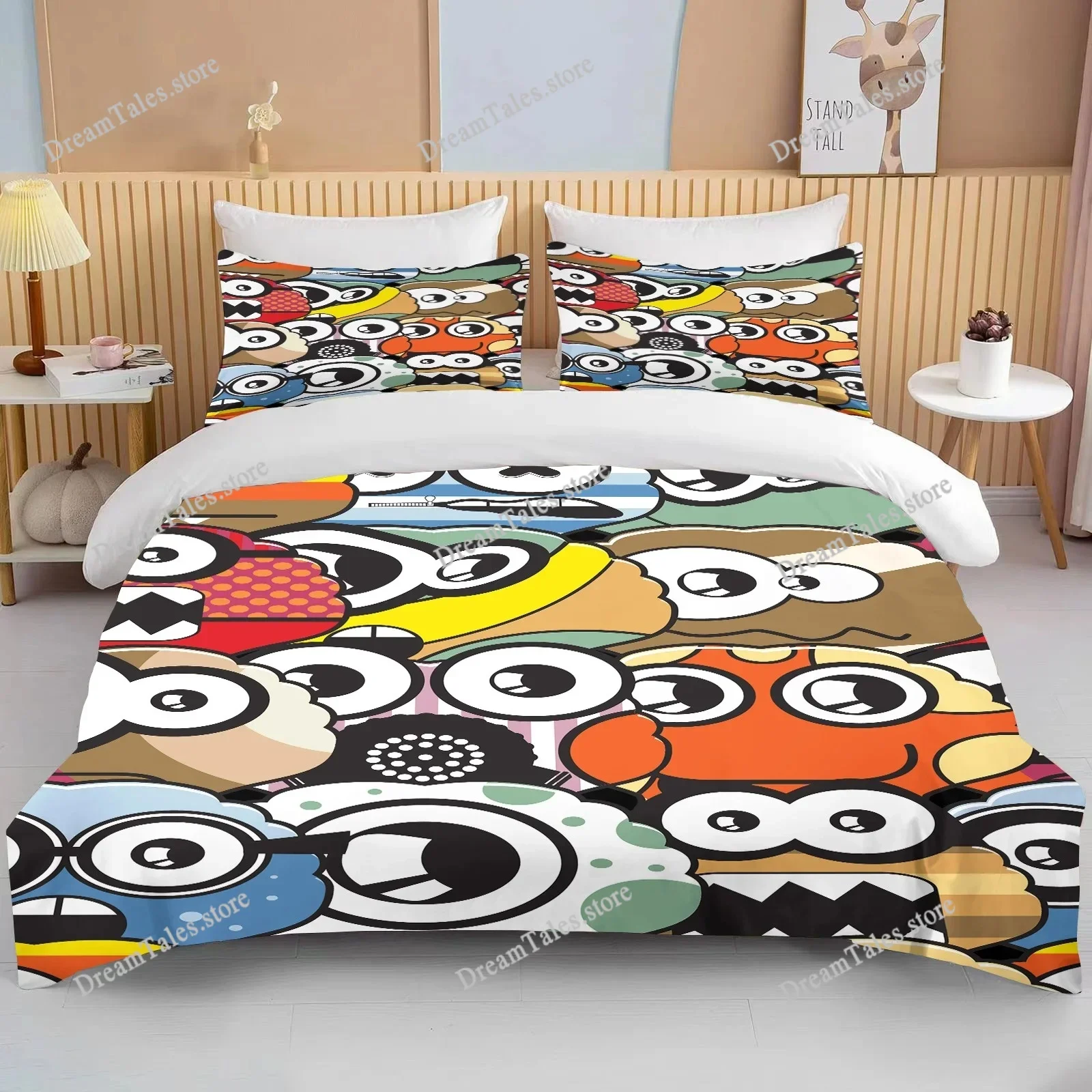 10 Sizes Fine Graffiti Pattern Bedding 3 Piece Set King Size Double Bed Bedding Set Microfiber or Polyester Duvet Cover Set