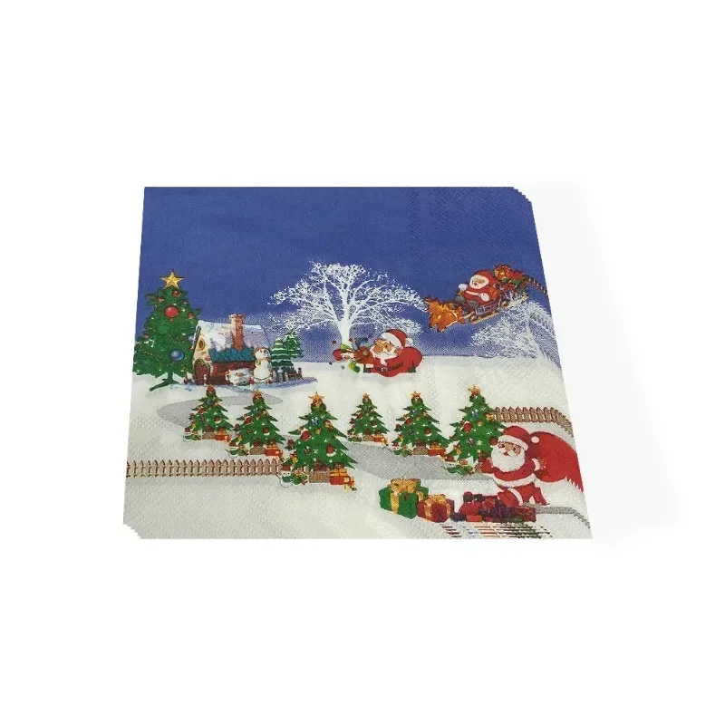 20pcs 2-Ply 33cm Snow Winter Christmas Series Printed Colourful Paper Napkins Disposable Christmas Decoration Supplies Napkins