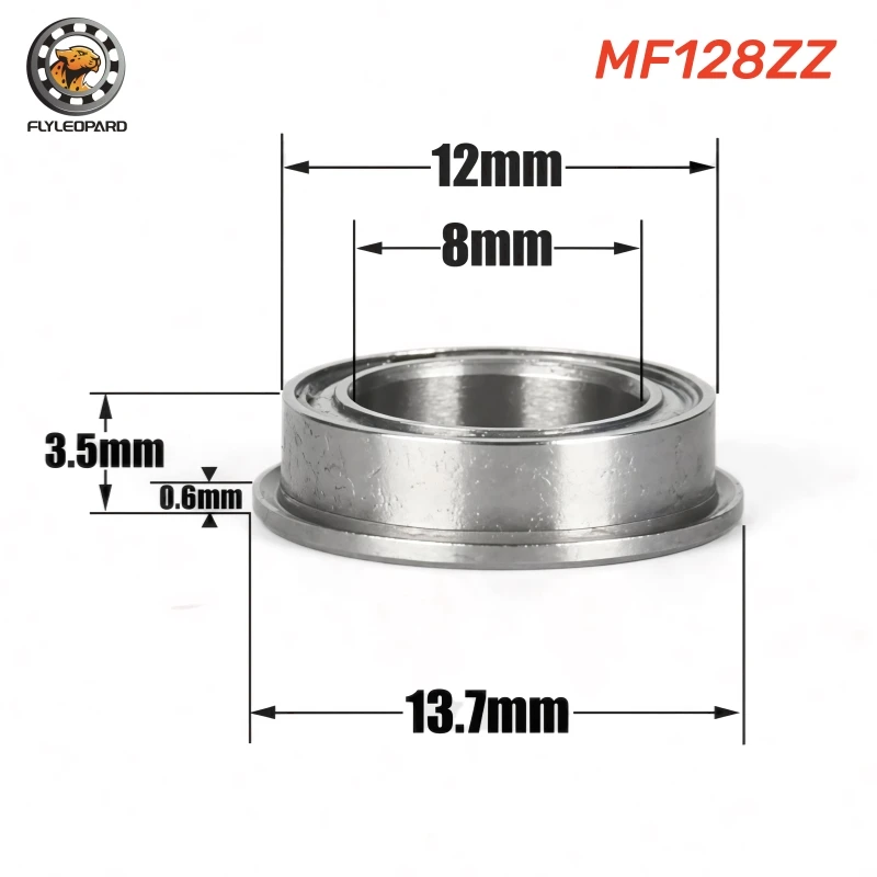 

10Pcs MF128ZZ Bearing 8x12x3.5 mm Chrome Steel ABEC-7 MF128 ZZ Flanged Ball Bearing MF128