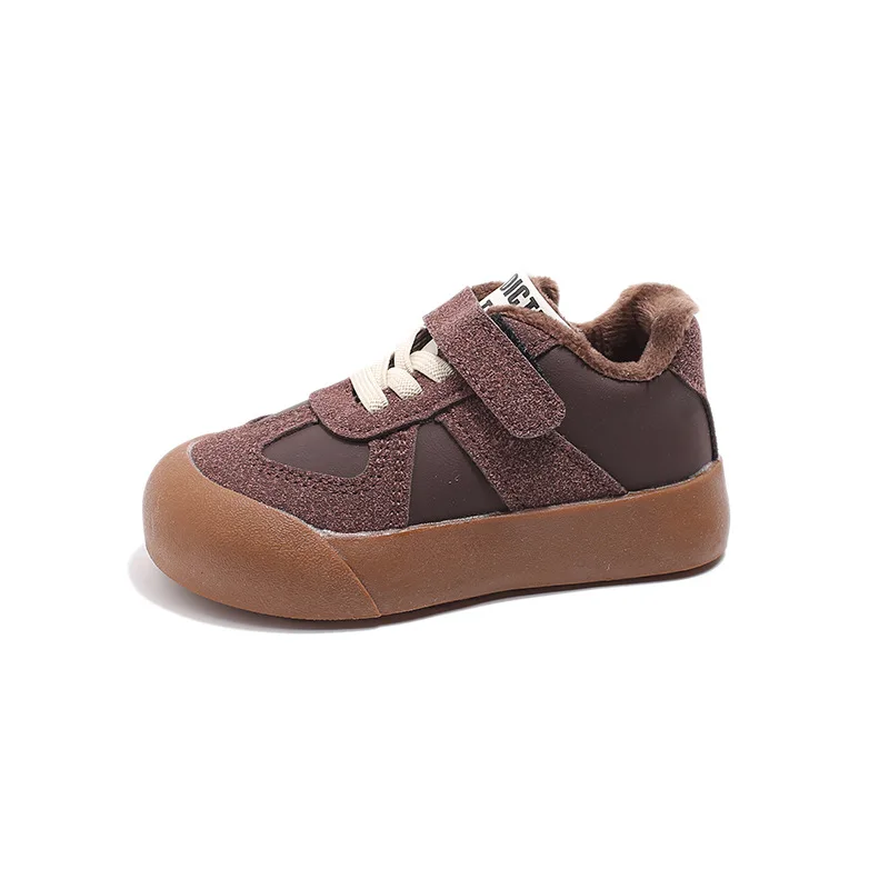 

Children's 2024 Winter Leather Soft Bottom Two Cotton Board Shoes for Boys and Girls, Ugly and Cute Baby Big Head Shoes
