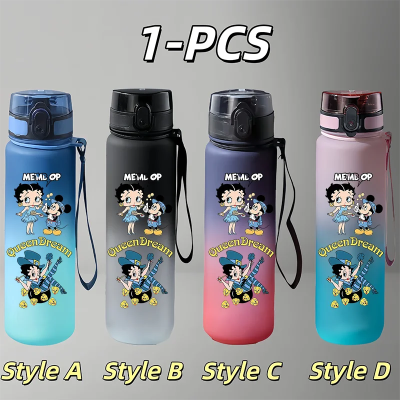 Betty Boop Cartoon 650ml Gradient Sports Water Bottle, Outdoor Portable Cup, Gifts for Vacations and Festivals view 6