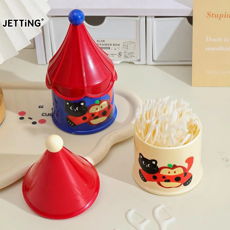 Toothpick Box Cotton Swab Plastic Toothpick Holder Cotton Pad Box Storage Box Household Cute Portable Dental Floss Cotton Swab