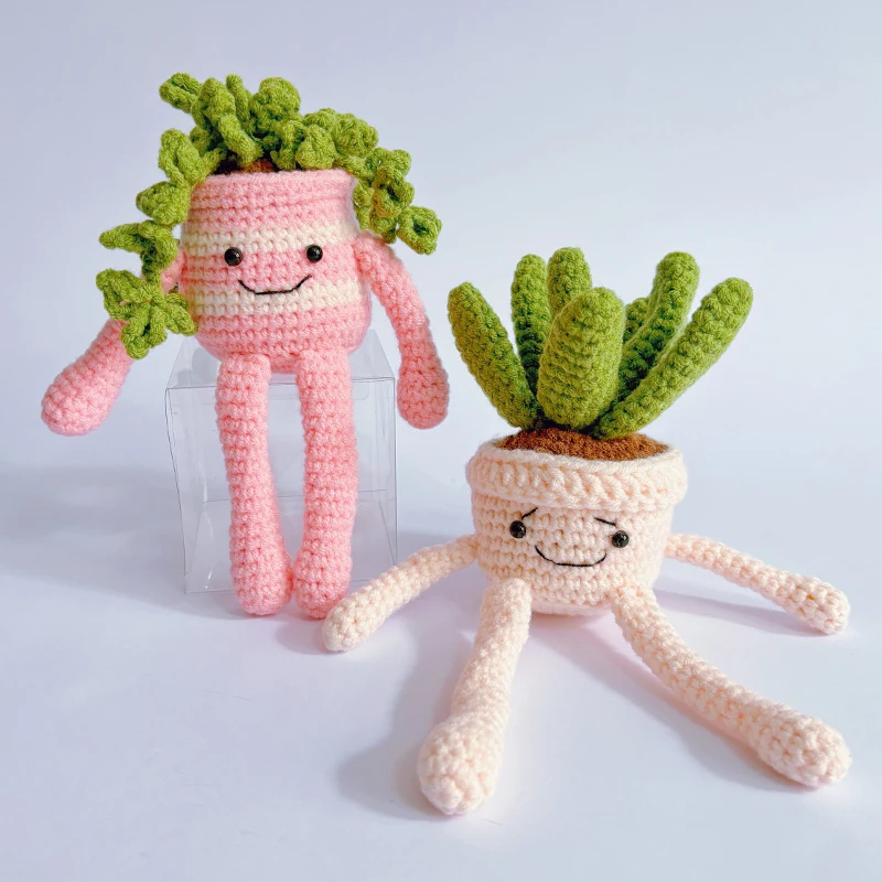 

Positive Energy Mini Cute Crochet Bonsai Handmade Smiling Fairy Cactus Bonsai Living Room Decoration Home Decoration