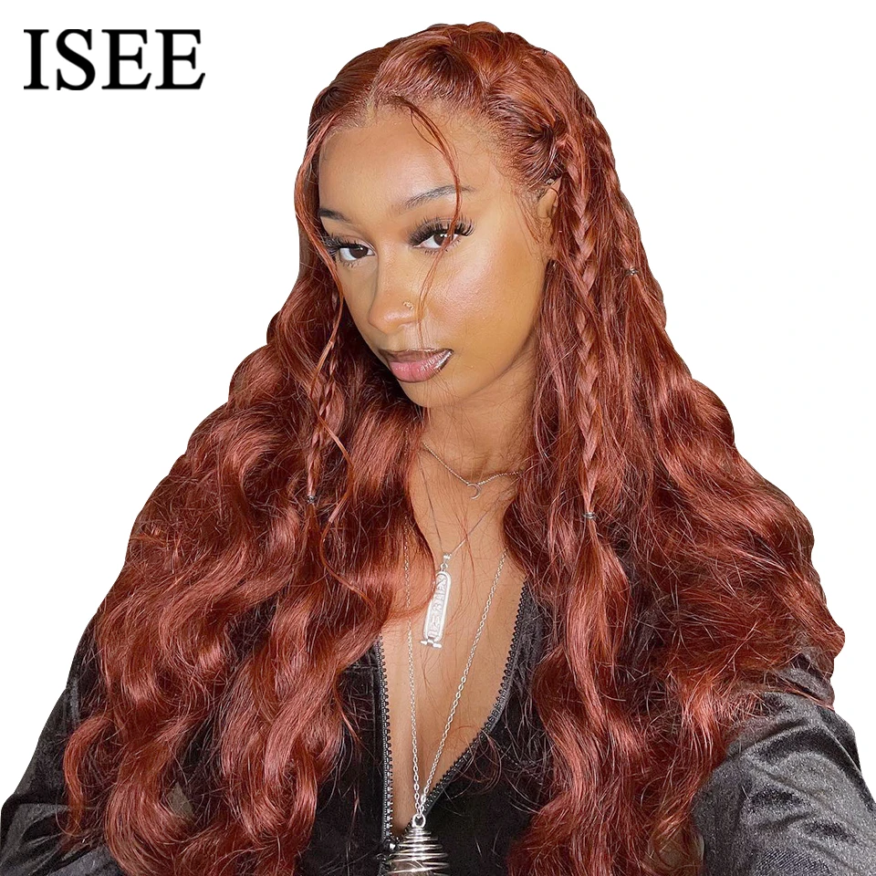 

Wear Go Glueless Wig ISEE Hair Peruvian Body Wave Reddish Brown 6x4 Lace Front Glueless Wigs Ready To Wear Color 33 Pre Cut Wig