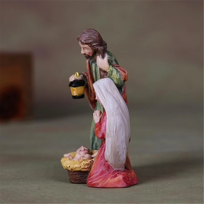  Nativity Scene Holy Family Figurines Statue Ornament for Christmas Indoor Tabletop Decoration and Religious Gift Giving