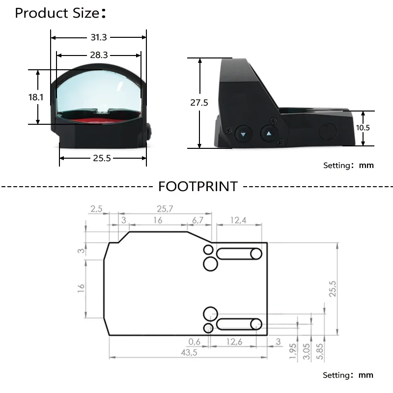 ROMEO1 Red Dot Reflex Sight 3MOA Mini Red Dot Sight Adjustment zero For Tactical Airsoft Made By Metal 6068 aluminium