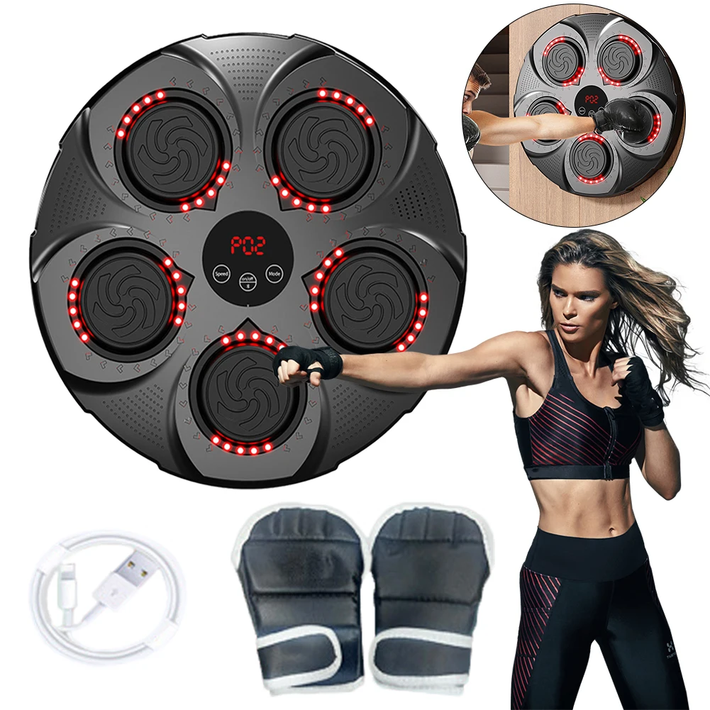 Music Boxing Machine for Adults and Kids, Smart Bluetooth Boxing Training Equipment with Gloves for Home,Office and Gym