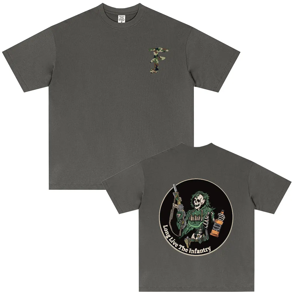 Forward Observations Group Tshirt Long Live The Infantry T Shirts Summer Man Vintage Oversized T-shirt Male Skeleton Print Tees