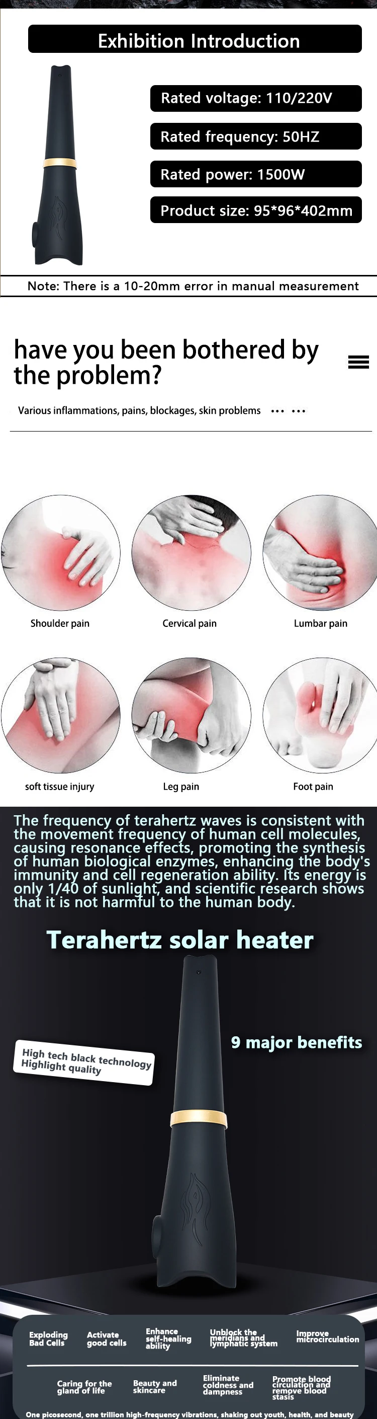 Lightwave Haartrockner Gebläse Zauberstab Terahertz Therapie Wellenmassagestab Schmerzlinderung Teraher Zellmaschine Thz Gebläse für die Gesundheitsfürsorge – Detail 3