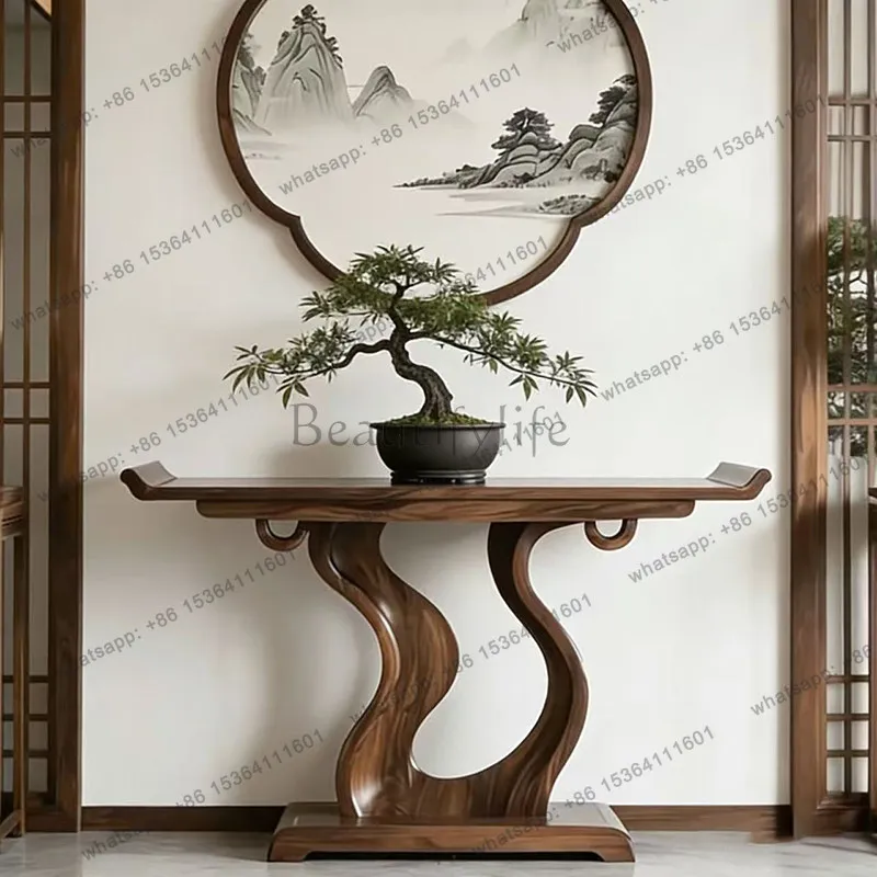 

New Chinese-style North American black walnut xuangantai solid wood corridor entrance end view platform