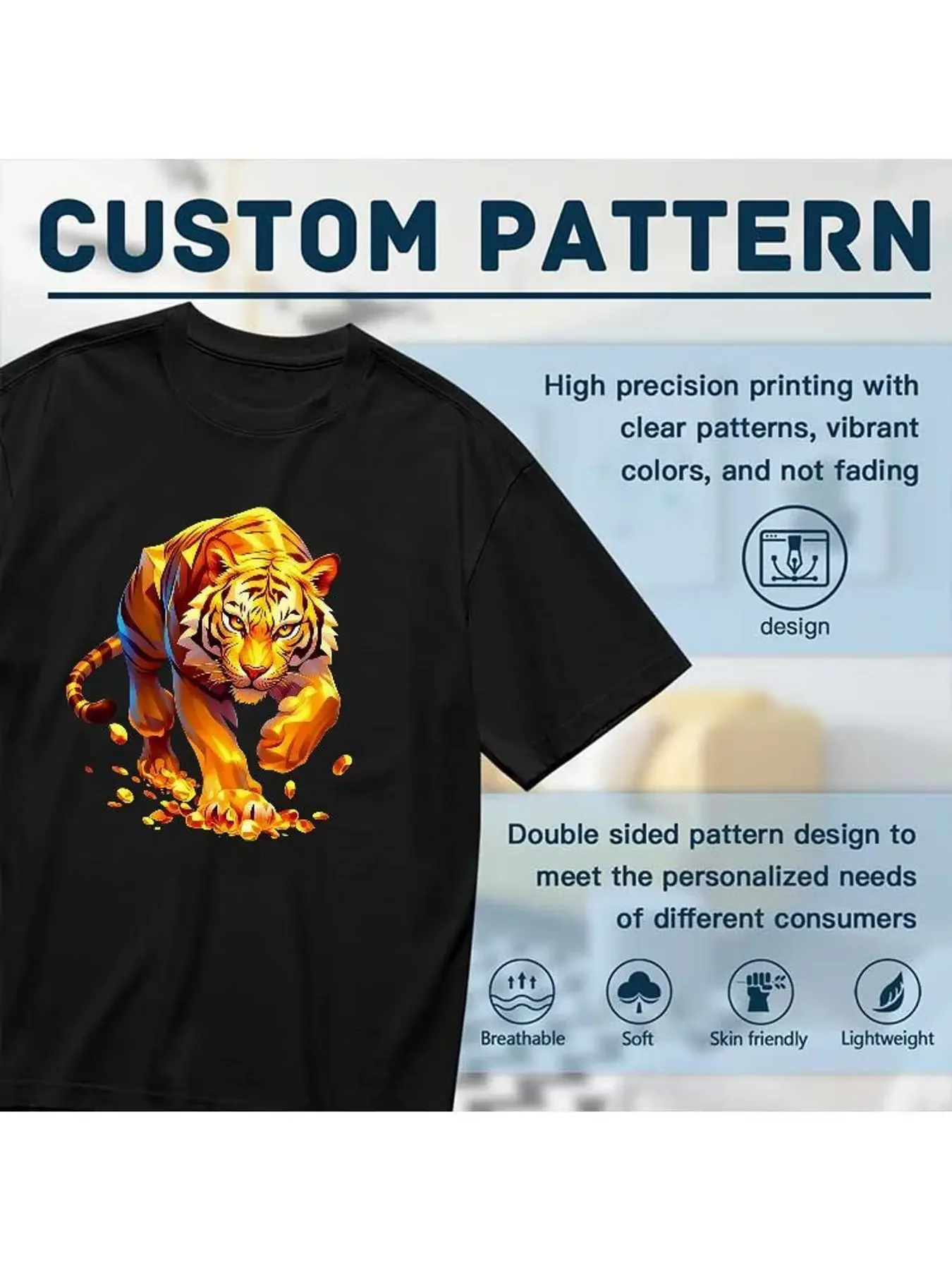 Golden Tiger Graphic T Shirt Women Fashion Casual Short Sleeve Stretchy Tees Plus Size Loose Fit Summer Printed Tops Clothes view 3