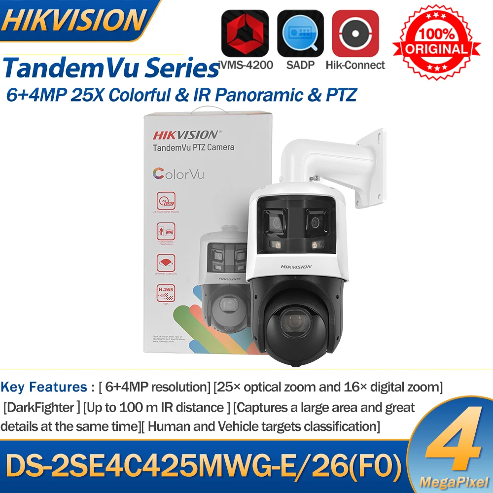 hikvision camera panoramica ir colorida velocidade dome vigilancia por video camera ptz ds2se4c425mwg e 26 f0 tandemvu mais 4mp 25x zoom 01