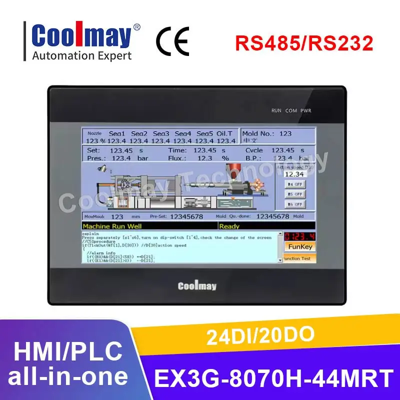 

Coolmay HMI/PLC «все в одном» 7-дюймовый контроллер серводвигателя RS485 RS232 встроенный hmi plc для автомойки с сенсорным экраном