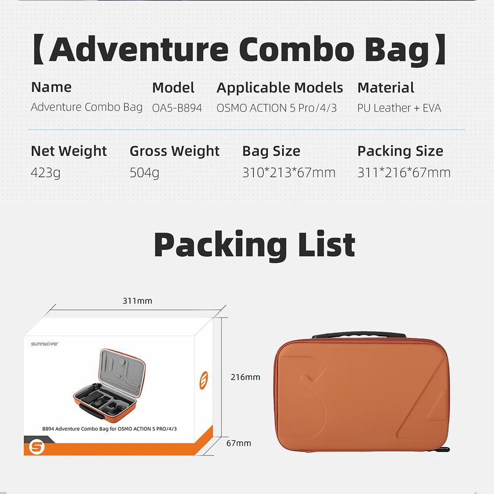 Bolsa de câmera para dji osmo action 5 pro/4/3 pu rígido multi à prova de arranhões alça de armazenamento acessórios portáteis bolsa de transporte