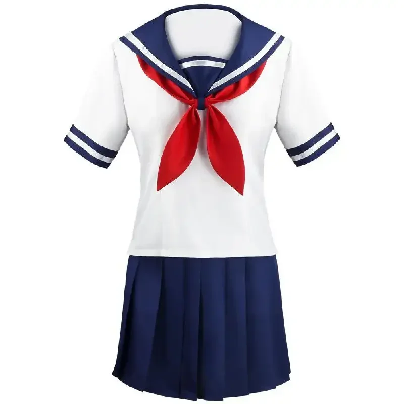 Yandere Simulator Ayano Aishi Cosplay Costumes Game Anime Girls JK Uniform Outfit Sailor T-shirt with Skirt Black Wigs Set Party