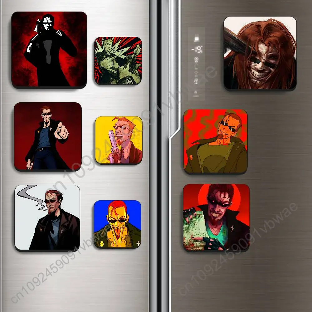 Cartoon character Postal Dude Black Square Plastic Fridge Magnet, for Magnetic Sticker No Trace Left Durable Smooth and Textured