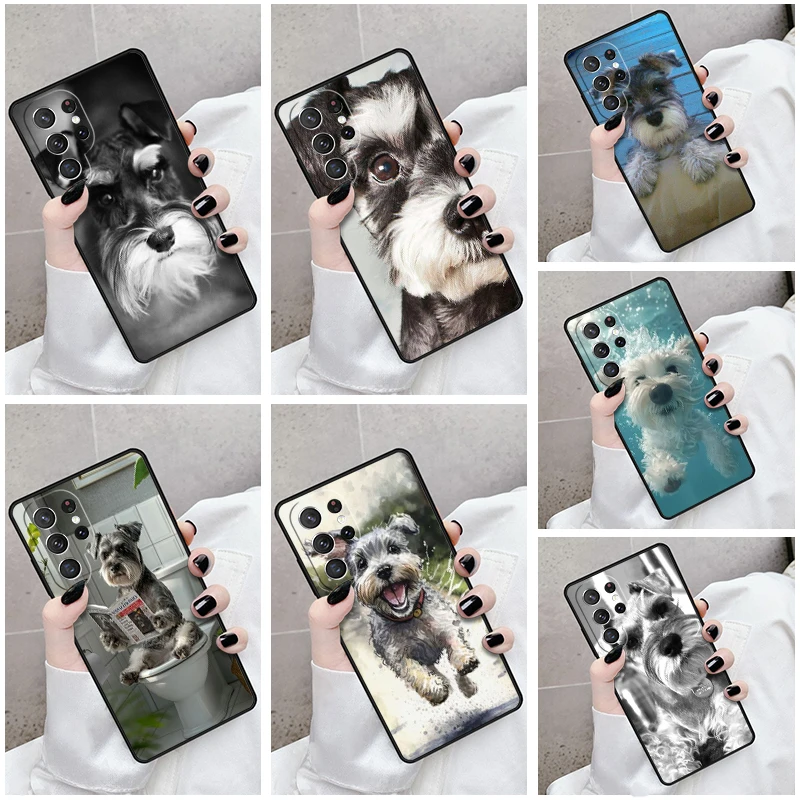 Phone Case For Samsung Galaxy S24 S23 S21fe S22 Ultra Plus Note 10 20 S8 S9 S10 Cover Lovely Dogs Schnauzer