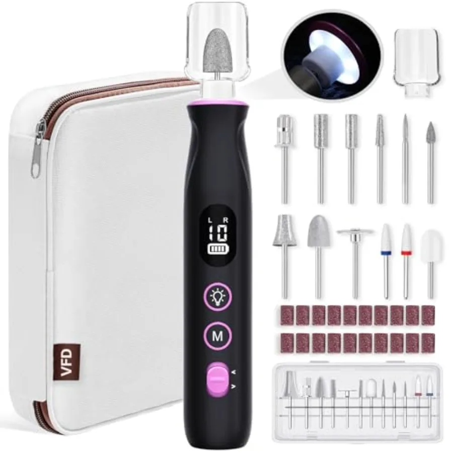

Electric Nail Drill Cordless 2000 mAh Rechargeable Portable Nail File 12 in 1 Kit for Thick Toenails 10 Speeds Nail Dril Machin