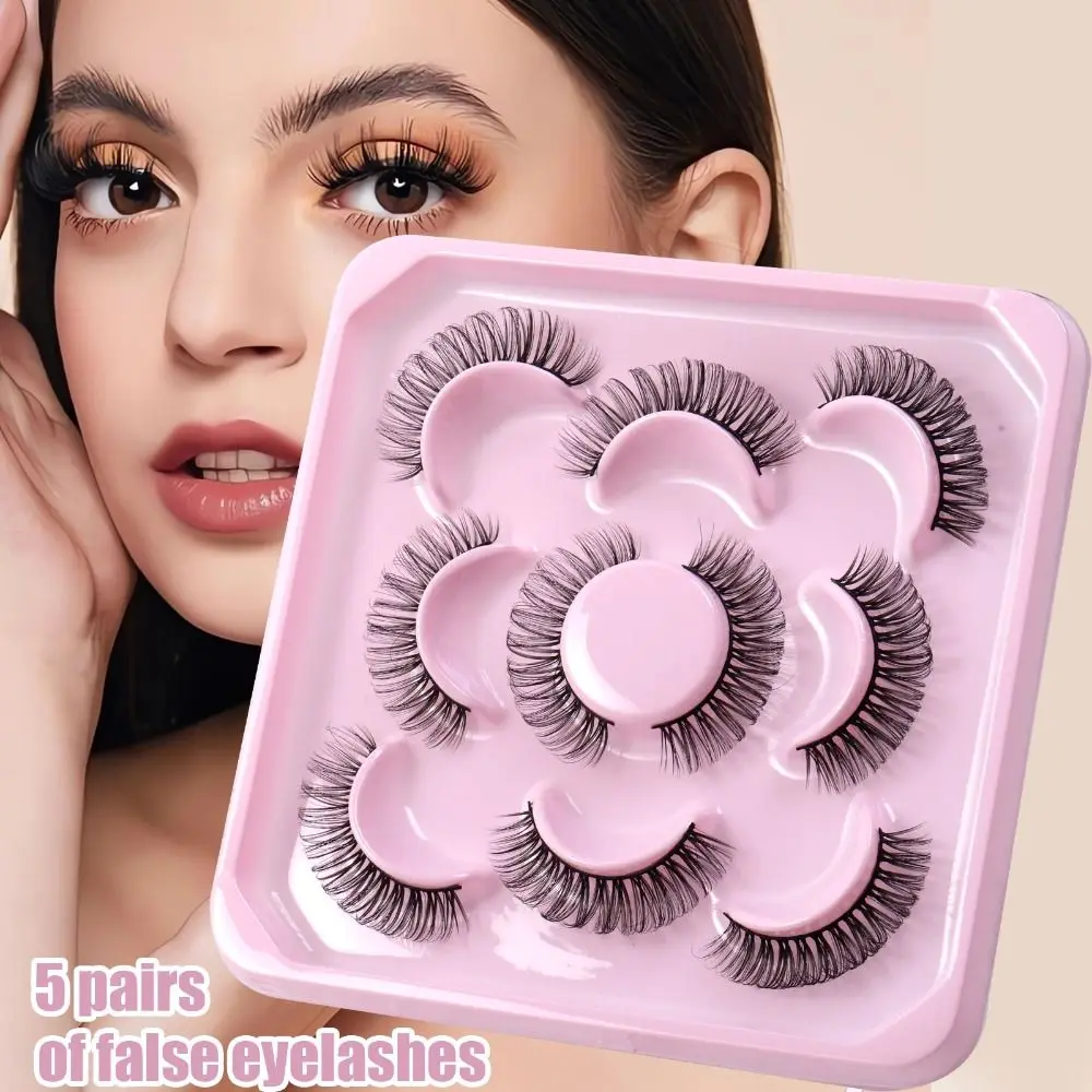 Wispy Long Russian Volume False Eyelashes DD Super Curl Fluffy Russian Strip Lashes Comic Eye Lashes Soft Full Strip Eyelash