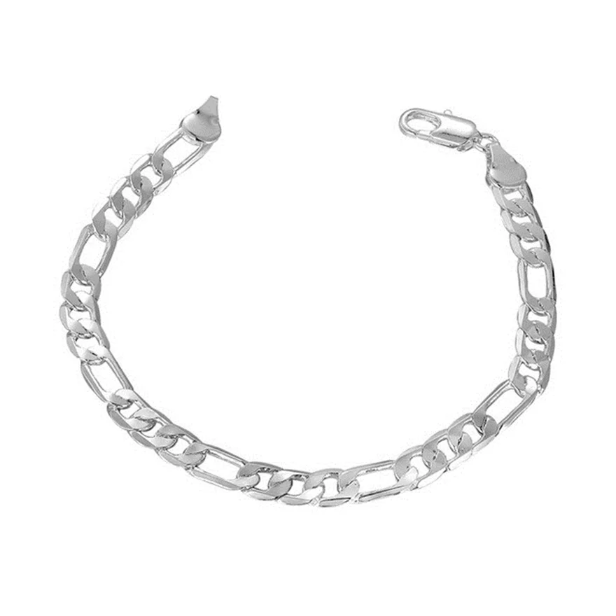 Necklace WIDE4MM '16-30inch' Bracelet/8in Two-piece Set of Three-room Silver-plated Jewelry Punk Chain