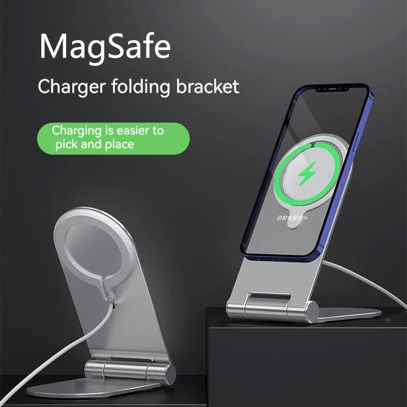 Wireless Charger Desktop Power Base Holder For Magsafe Stand Foldable Magnetic Wireless Phone Charger Holder  ( without charger)