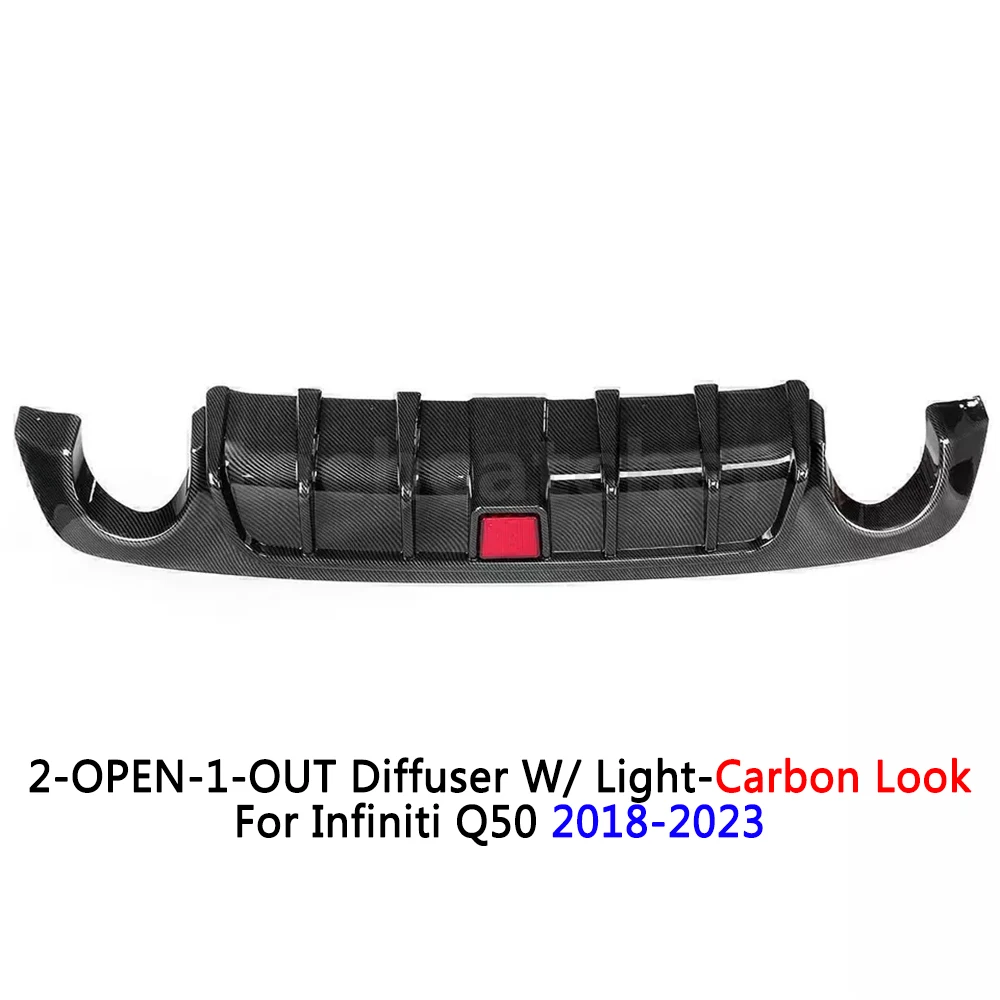 Achterbumper Diffuser Lip W/Licht voor Infiniti Q50 2018-2023 Accessoires Posterior Lip Body Kit Auto exterieur Modificatie Onderdelen