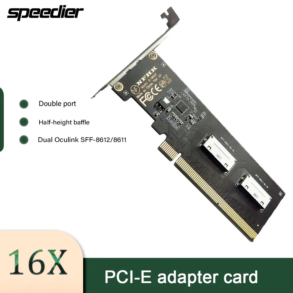 

Oculink PCIe 3.0 4.0 X16 To 2 Ports Oculink SFF-8612 8i SFF-8611 Adapter Card for Mainboard SSD Graphics Card