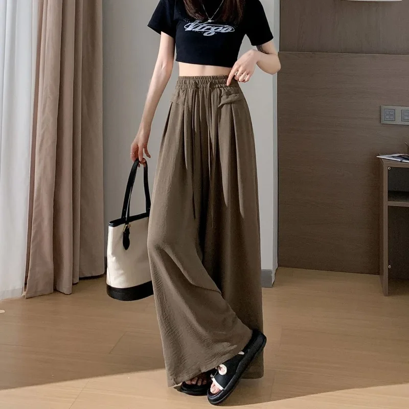 Strand Breite Bein Flüssigkeit Weibliche Hose Elastische Taille Eine Größe Casual Kleidung Baumwolle Outfits Koreanische Mode Herbst G frauen Hosen