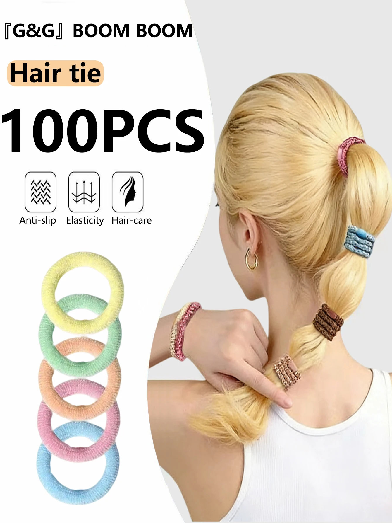 

100pcs Vibrant Colorful Elastic Hair Bands for Girls & Women - Small Rubber Ponytail Holders for Stylish Hairstyles & Everyday